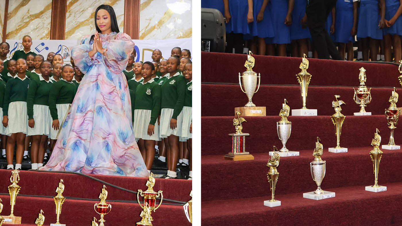 Sydney Williams Primary School conductor Siphiwokuhle Nxumalo bowing before the adjudicators.